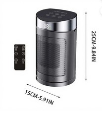 PTC Fan Heater with Remote Control 1500W Adjustable Modes Silver Compact Design