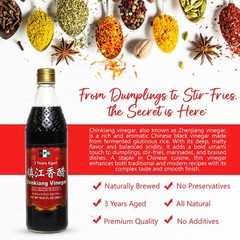 NPG Authentic Chinkiang Vinegar 19.61 Fl Oz 580ml, Aged 3 Years Premium Quality