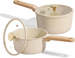 Elegant 1.5Qt & 2.5Qt Ceramic Nonstick Saucepan Set – PFOA Free, Safe Cooking