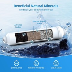 12 Months Remineralization Filter, 1/4″ Quick Connect Alkaline Filter for RO