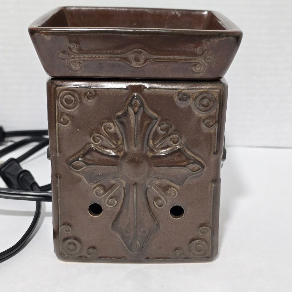 Scentsy Faith Cross Retired Full-Size Wax Warmer Model DSW-FAIT Christian Brown