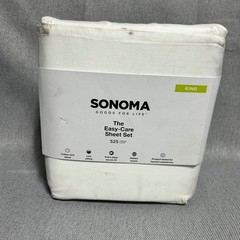 Sonoma Easy-Care Sheet Set King White 525 TC Cotton Blend 4pc Sateen