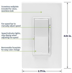 NIB LEVITON Decora Smart 4-Speed Wi-Fi Controller Technology No Hub White #DW4SF