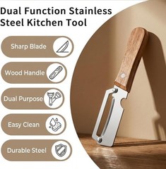 1-3PCS Stainless Steel Peeler with Wooden Handle – Fruit & Vegetable Slicer-NEW