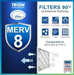 Trion Air Bear 255649-102 (3 Pack) Pleated Furnace Air Filter 20″x25″x5″ MERV 8