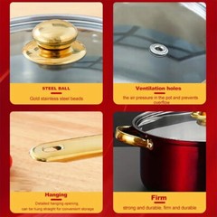 12 Piece Cookware Set Nonstick Pots and Pans Home Kitchen Cooking Non Stick Red