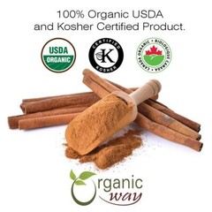 Organic Way Premium Cinnamon Cassia Sticks (Cinnamomum cassia)
