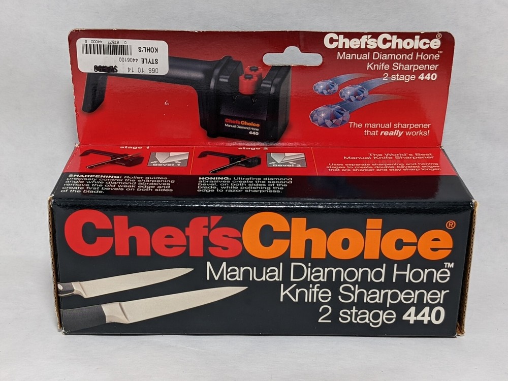 Chef’s Choice Diamond Hone 440 Sharpener For Knives 2 Stages Double Bevel Razor