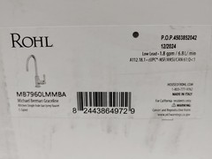Rohl MB7960LMMBA Kitchen Faucet in Polished Chrome C-Spout Worn Box Unused