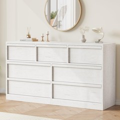 54″w 7 Drawers Dresser for Bedroom,Wide Wood Chest of Drawers Organizer 4 Colors