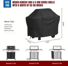 58″ Heavy Duty Waterproof Grill Cover for Weber Genesis II 310 315 330 335 340