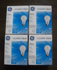 4 – 2 Pack Old Style GE Crystal Clear 60 Watts A19 Bulbs (8 Bulbs)