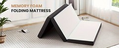 4-Inch Tri-Fold Memory Foam Folding Mattress Topper Portable for Camping, Guest