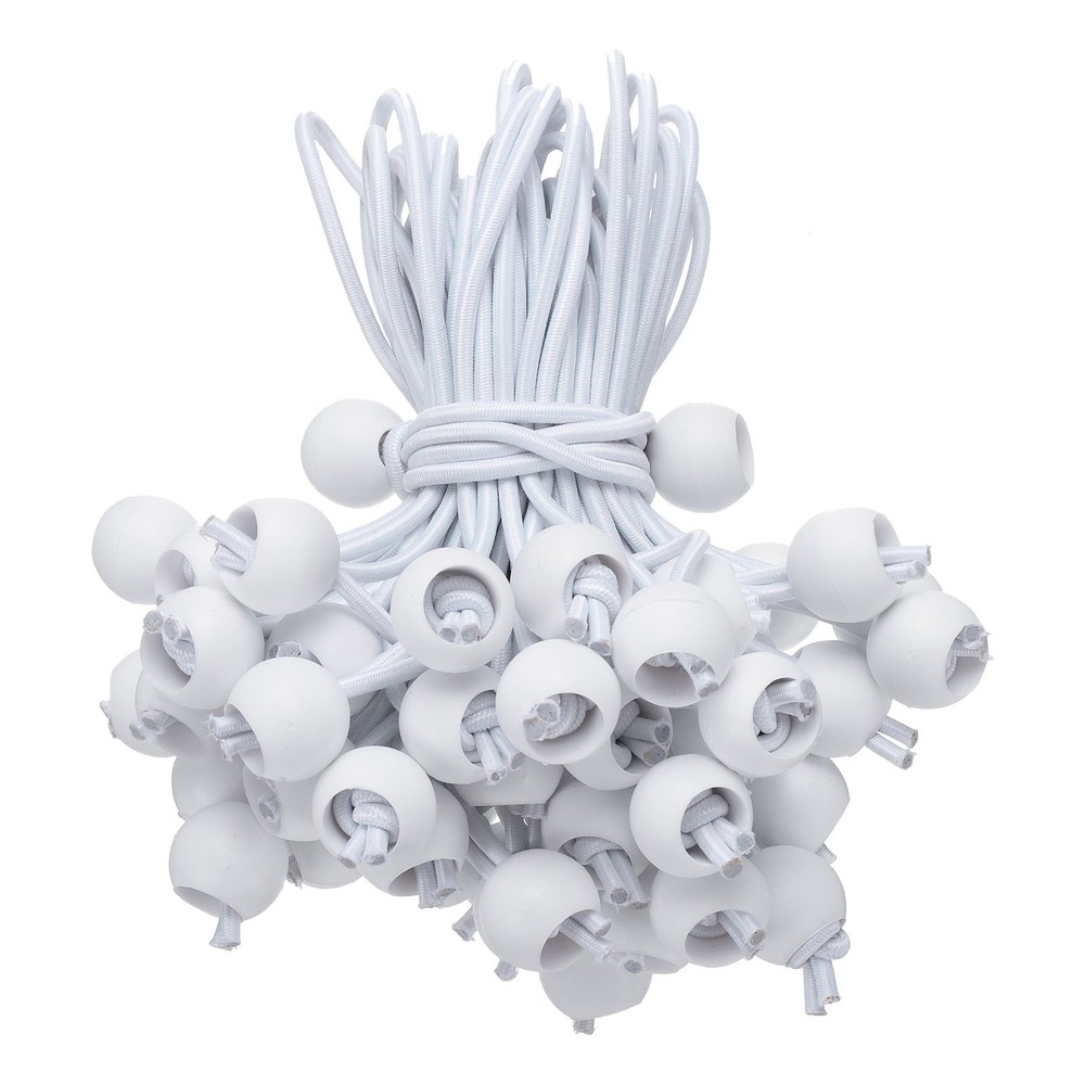 50Pcs Ball Bungee Cords 6″ Heavy Duty Bungee Cord Balls for Tent Holding White