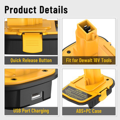DM18D Converter Compatible with Dewalt 20V Battery & Milwaukee 18V Battery
