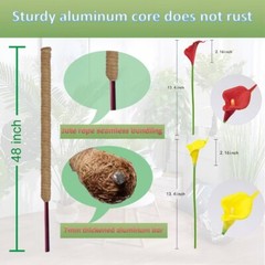2 Pk 48” Bendable Moss Pole For Monstera Plant Coir Climbing Plant Support Stick