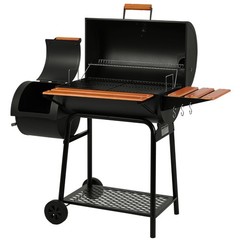 Royal Gourmet Charcoal Grill with Offset Smoker,Side Table and Front Table,Black