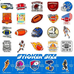 Football Stickers for Kids Teens Adults, 100PCS Vinyl Waterproof Football Sports