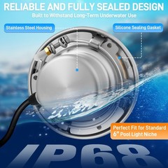 6 Inch 15W RGB LED Pool Light for Inground Pool w/Controller for Inground Pool