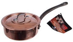 BAUMALU COPPER SAUTE PAN POT WITH LID 6 1/2“ MADE IN FRANCE WEIGHT 2lb 3oz