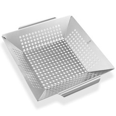 Vegetable Grill Basket – Stainless Steel Barbecue Wok Pan Tray for Grilling
