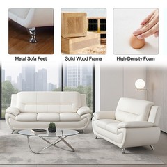 NEW White Leather Gel 2PC Sofa Set Contemporary Modern Living Room Furniture