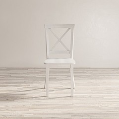 Eastern Tides Coastal Wire-Brushed Acacia Three Piece Cross-Back Dining Set