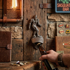 Rustic Sasquatch Bigfoot Beer Soda Bottle Opener Wall Mounted Man Cave Bar Decor