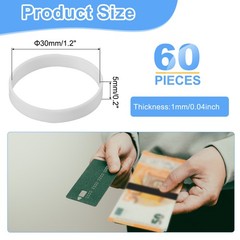 60Pcs Silicone Rubber Bands30mm/1.2″ Rubber Bands Rings Cable Ties White