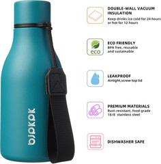 Insulated Water Bottles, 12Oz Stainless Steel Metal Water Bottle with Strap, BPA