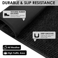 Entrance Mat Indoor Outdoor Heavy Duty Commercial Front Door Mats Carpet Black