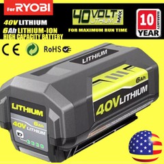 40V Battery For Ryobi 40V 6.0Ah Lithium OP4060 OP4030 OP4050 OP40602 OP40261