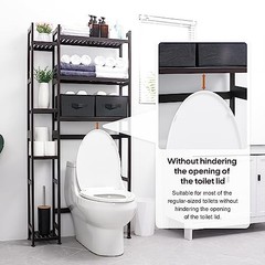 Homde Over The Toilet Storage with Basket and Drawer, Bamboo Bathroom Organizer