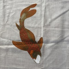 Alfred Shaheen Hand Painted Koi Textile Panel 45″ X 26.5″ Signed Mid Century