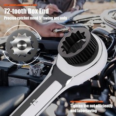 Effortless Adjustment – 15-Piece Ratcheting Wrench Set in Chrome Vanadium Steel