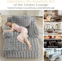 Upholstered Oversized Chaise Lounge Chair Sleeper Sofa with Soft Pillow&Armrest