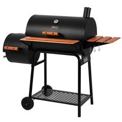 Royal Gourmet Charcoal Grill with Offset Smoker,Side Table and Front Table,Black