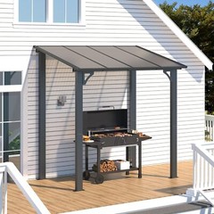 Wall Mounted Hardtop Gazebo Lean to Metal Pergola Outdoor Patio Awning Shelter