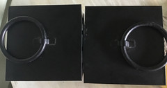 Black Metal Lg 15.5in Glass Panels 2 Set Hanging Candle Lanterns Door PRISTINE