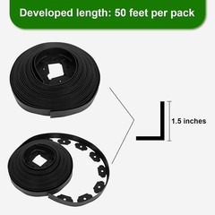 Landscape Edging 100ft x 1.5 in L-Shaped Plastic Garden Border No Dig Black