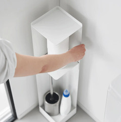 Yamazaki Home TOWER Slim Rolling Bathroom Organizer Toilet Paper Storage Cart