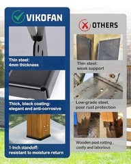Concealed Post Base for Lumber (Fits 7.5×7.5in) – Pack Black Brackets: 1 8×8 2