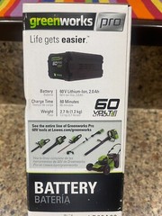 NEW!! Greenworks Pro 60V 60-Volt Max 2 Ah Lithium Ion (li-ion) Battery – LB60A00