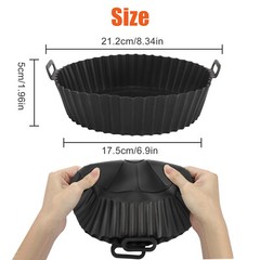 2pcs Air Fryer Silicone Pot Basket Liners Black Non-Stick Safe Oven Baking Tray