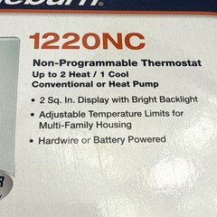 Braeburn 1220NC Non-programmable Thermostat 2 Stages 18 to 30vac – White