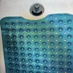 Blue Non-Slip Rubber Bathtub Mat w/ Suction Cups, Solid Rectangle