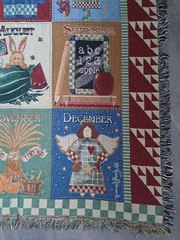 VINTAGE Vicky Howard “12 Months Of The Year” THROW BLANKET Tapestry 52” X 71”