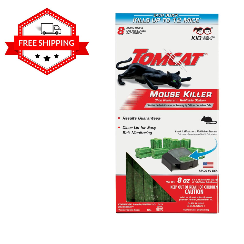 Mouse Mice Rat Killer 8 Blocks Bait Poison Rodent Station Trap Control 1-oz.
