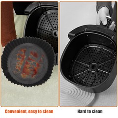 2 Pcs Air Fryer Silicone Pot Baskets Liners Non-Stick Safe Oven Baking Tray Mats