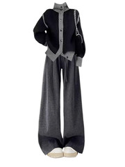 Anti-Aging Large Size Autumn Set Women’s High Waist Wide Leg Pants Casual Versat